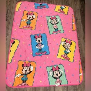 Vintage Disney Dundee Minnie Mouse Quilt Baby Blanket Comforter Pink Ballerina